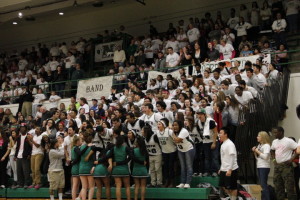 The famous North High student section chants the "We are the Polar Bears" chant.