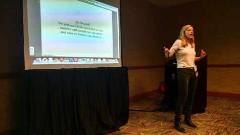 Erin Castellano, Clayton High School in Missouri's adviser, gave a presentation on enhancing leadership in a publication. 