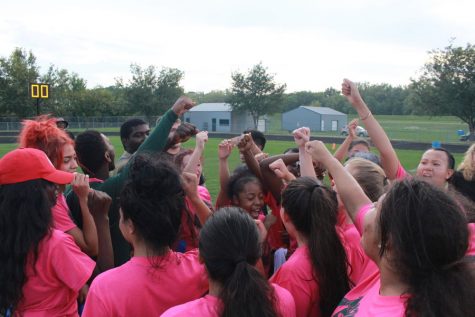 Senior players hype themselves up to get ready for the second half.